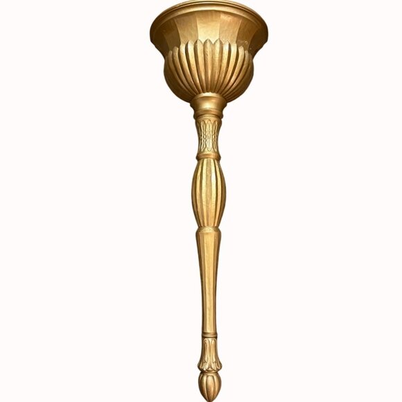 Hollywood Regency Wall Sconce Vintage Gold Tone Pocket Ornate Floral Mid Century - Picture 14 of 14